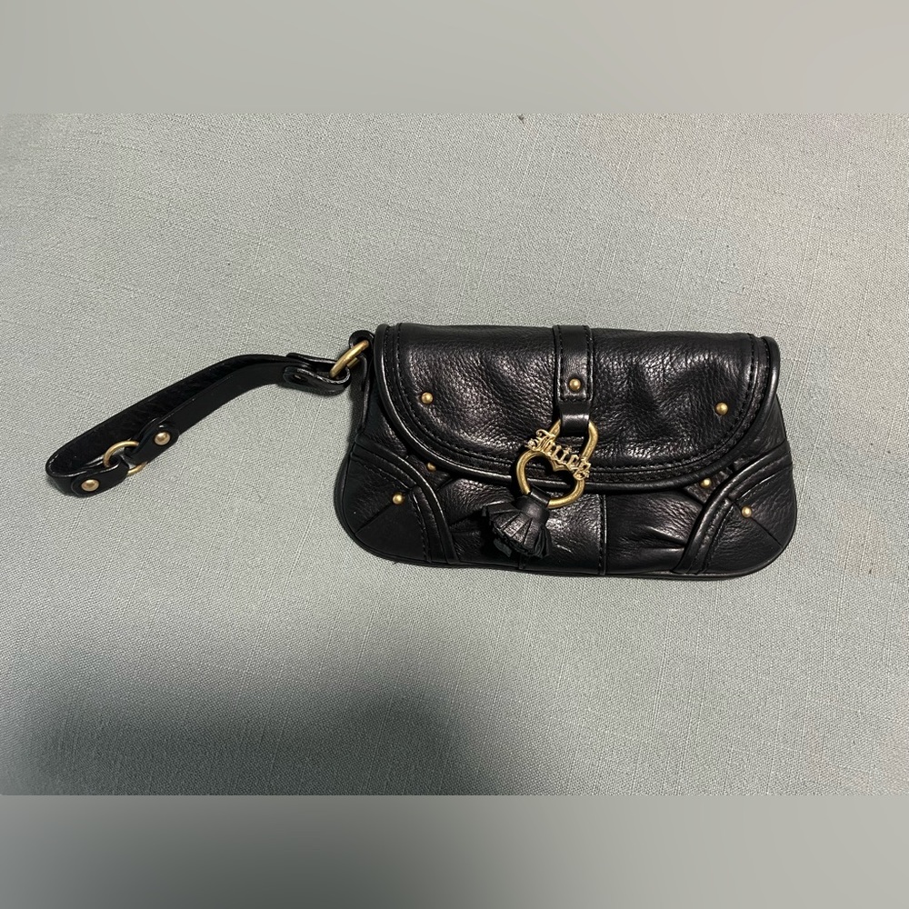 Black leather Juicy Couture wristlet/clutch